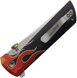 North Mountain Blade Chop 2 Button Lock Flames 2406 Hot Rod - San Mai Tanto Blade G10 Handle Extended Tang by North Mountain Blade