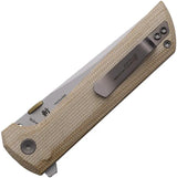 North Mountain Blade Chop 2 Button Lock Micarta Tan 2406-YLMCT - SLD Magic San Mai Tanto Blade