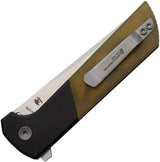 North Mountain Blade Chop 2 Button Lock PEI 2407-PEI-5 - Copper Forged SAN MAI Tanto Blade With Amber PEI Handle by North Mountain Blade