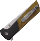North Mountain Blade Chop 2 Button Lock Knife - SAN MAI Tanto Blade With Amber PEI Handle by North Mountain Blade