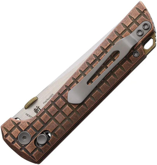 North Mountain Blade Chop 2 Crossbar Lock Copper 2418-CU-G-5 - 5-Layer Copper-Clad Steel Tanto Blade With Copper Handle by North Mountain Blade