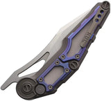 NOC Knives MT 32 Button Lock Blue NKMT3208 - Satin M390 Wharncliffe Blade With Blue Titanium Onlay by NOC Knives