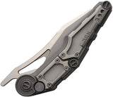 NOC Knives MT-32 Button Lock Gray - Bohler M390 Wharncliffe Blade With Titanium Handle Thumb Pull Pocket Clip by NOC Knives