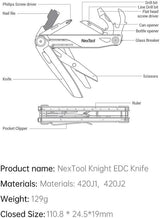 NexTool Knight Multi-Functional Knife NE20153 - 14-Tool Kit With 4.38 Inch Closed Length And Black Aluminum Handles by NexTool