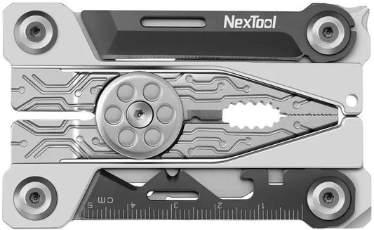 NexTool Silver Blade EDC Tool - Card Size Titanium Finish Multi Tool With Pliers, Wire Cutter, Ruler And Bottle Opener by NexTool