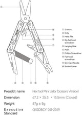 NexTool Mini Sailor Scissors MultiTool NE20237A - Compact All In One Tool With Scissors Bottle Opener And Multiple Bits by NexTool
