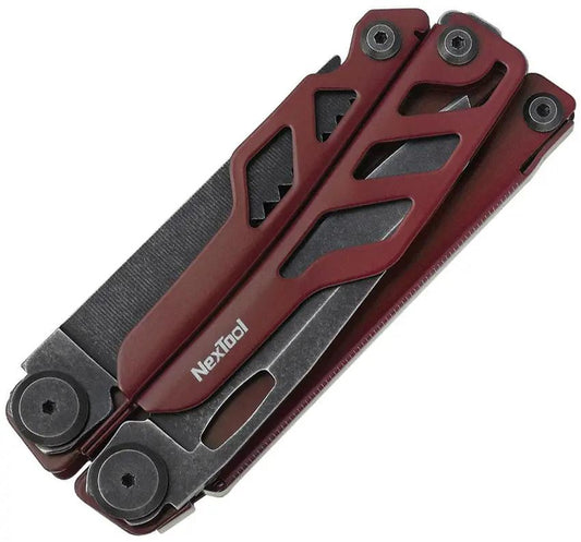 NexTool Flagship Pro Multi Tool NE20279 - Red Stainless Handles, Locking Mechanism, 14 Tools In One by NexTool