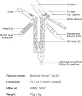 NexTool E1 Pocket Tool - Multi Tool With 2.88 Inch Closed Black Aluminum Handles by NexTool