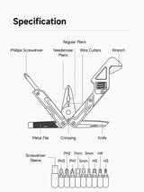 NexTool W2 Light Wrench NE20293A - All In One Multi Tool With Pliers Wire Cutter Knife And Bit Driver by NexTool