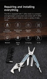 NexTool W2 Light Wrench NE20293A - All In One Multi Tool With Pliers Wire Cutter Knife And Bit Driver by NexTool