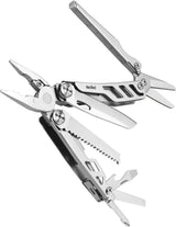 NexTool Flagship Max Multi Tool NE20310A - 4.3 Inch Closed With Sand Blasted Stainless Handles And 10 Tools by NexTool