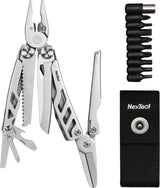 NexTool Flagship Max Multi Tool NE20310A - 4.3 Inch Closed With Sand Blasted Stainless Handles And 10 Tools by NexTool