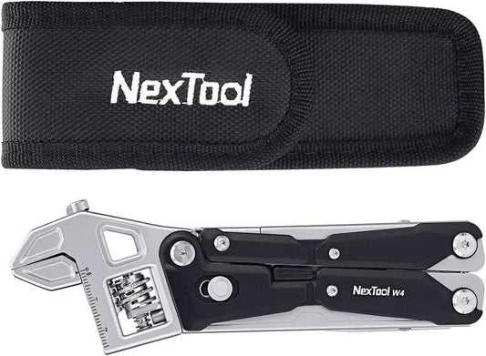NexTool Adjustable Wrench Multi Tool NE20362 - 5.5 Inch Black Stainless Handles With Pliers, Blade, Saw, File And Pouch by NexTool