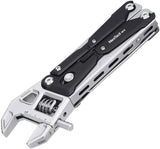 NexTool Adjustable Wrench Multi Tool NE20362 - 5.5 Inch Black Stainless Handles With Pliers, Blade, Saw, File And Pouch by NexTool