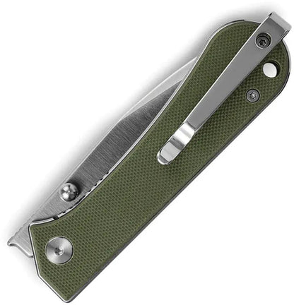 NUKNIVES Kumpanter Linerlock OD Olive Drab - Satin D2 Drop Point Blade Green G10 Handle Zippered Case by NUKNIVES