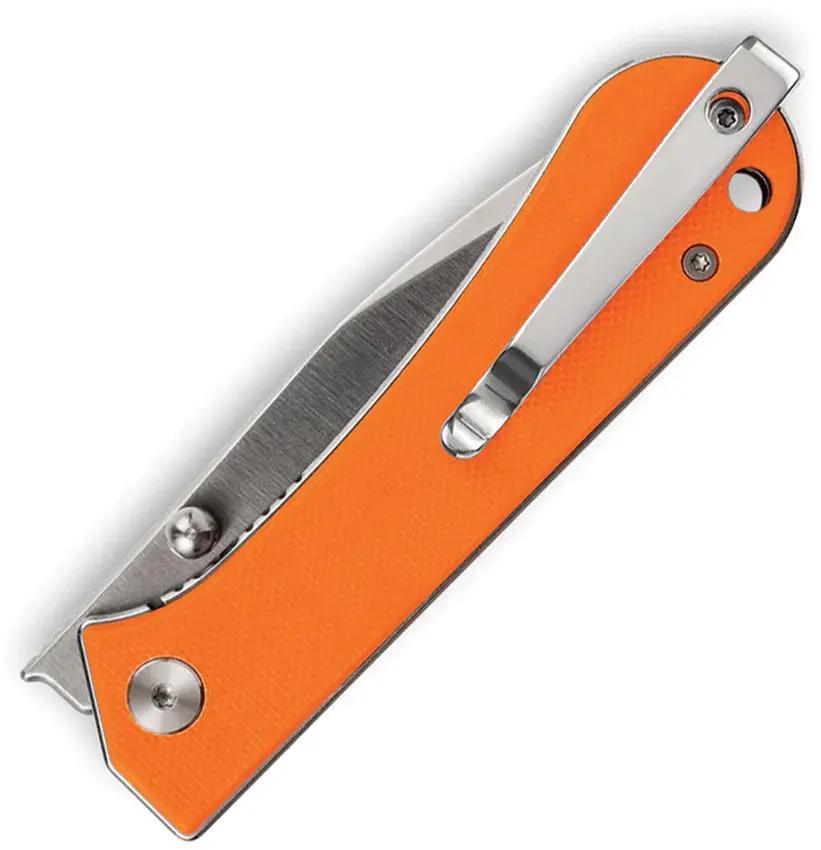 NUKNIVES Kumpanter Linerlock Orange - D2 Tool Steel Drop Point Blade With G10 Handle And Pocket Clip by NUKNIVES