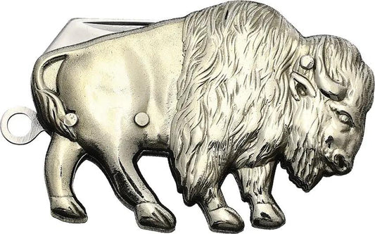 Novelty Cutlery Buffalo Folder KB139 - Buffalo Shaped Handle With Lanyard Hole And Mirror Finish Stainless Blade by Novelty Cutlery