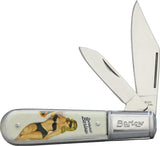 Novelty Cutlery Bombshell Barlow K0012 - Pinup Girl Handle Artwork With Mirror Finish Stainless Clip And Pen Blades by Novelty Cutlery