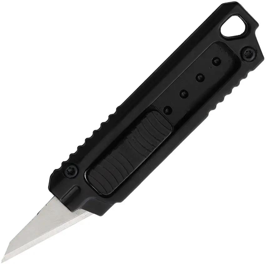 Novelty Cutlery Mini Knife NV335 K1017 - Compact 2 Inch Closed, 0.63 Inch Stainless Blade, Black Aluminum Handle by Novelty Cutlery
