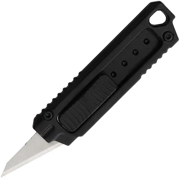 Novelty Cutlery Mini Knife NV335 K1017 - Compact 2 Inch Closed, 0.63 Inch Stainless Blade, Black Aluminum Handle by Novelty Cutlery