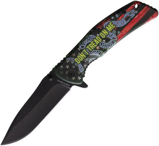 Novelty Cutlery Don't Tread On Me Linerlock Pocket Knife - Glow In The Dark Handle Pocket Clip by Novelty Cutlery
