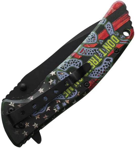 Novelty Cutlery Don't Tread On Me Linerlock Pocket Knife - Glow In The Dark Handle Pocket Clip by Novelty Cutlery