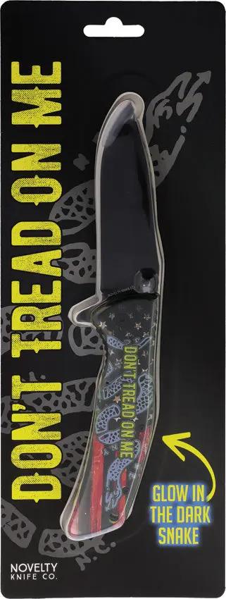 Novelty Cutlery Don't Tread On Me Linerlock Pocket Knife - Glow In The Dark Handle Pocket Clip by Novelty Cutlery
