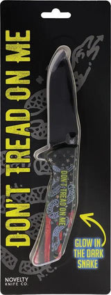 Novelty Cutlery Don't Tread On Me Linerlock Pocket Knife - Glow In The Dark Handle Pocket Clip by Novelty Cutlery