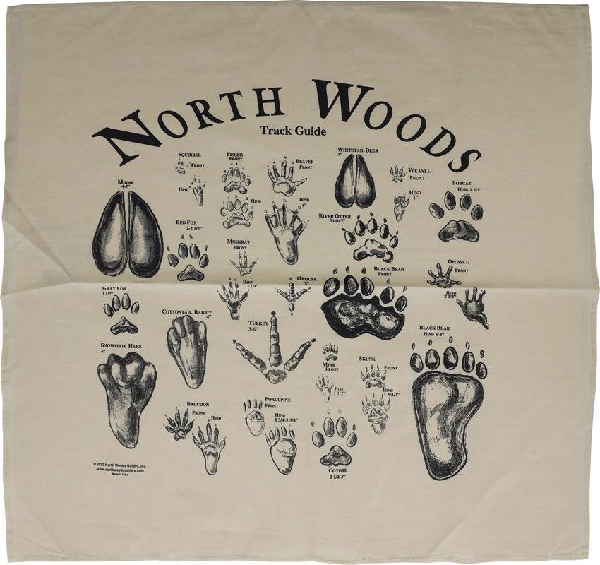 North Woods Field Guides Animal Track Bandana Tan TRACK-BANDANA-BEIGE by North Woods Field Guides