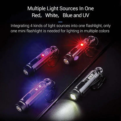 Nextorch K40 Keychain Light Rechargeable EDC Flashlight With White Red Blue UV LEDs by Nextorch