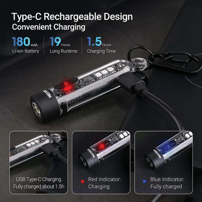 Nextorch K40 Keychain Light Rechargeable EDC Flashlight With White Red Blue UV LEDs by Nextorch