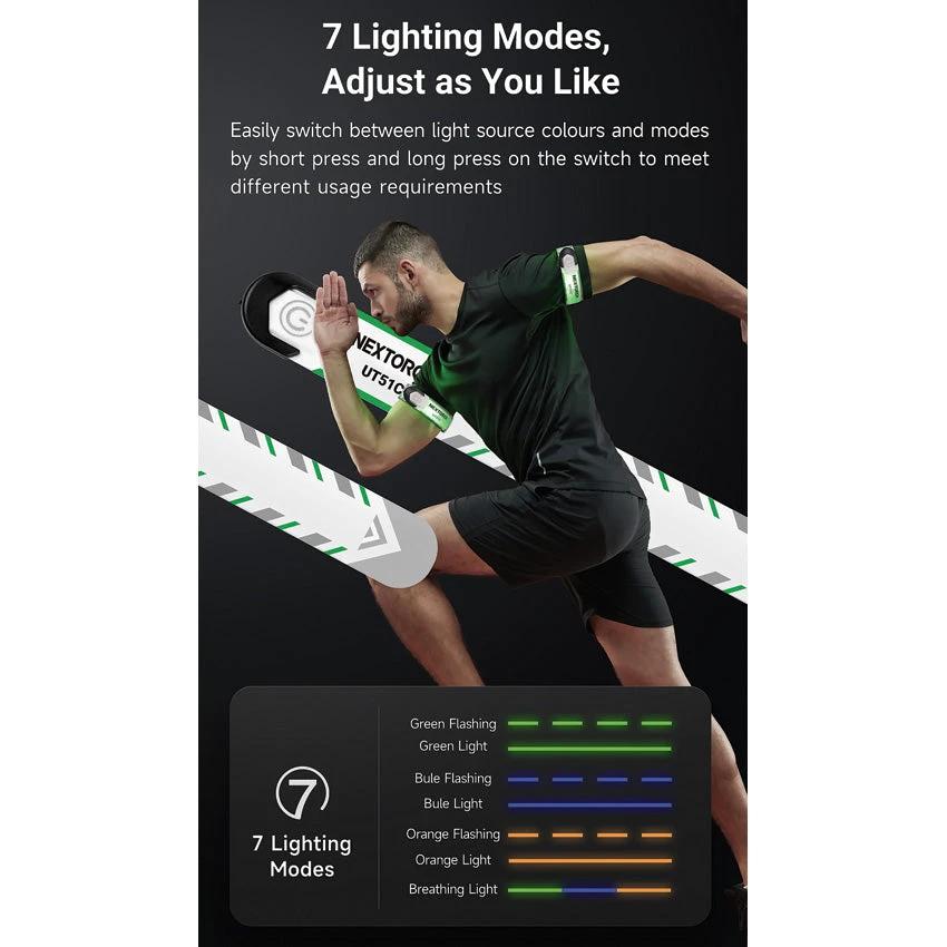 Nextorch UT51C Safety Slap Bracelet USB C Rechargeable LED 33 Hour Runtime Green Blue Orange by Nextorch