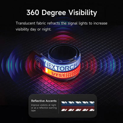 Nextorch UT51 Flashing Warning Bracelet USB C Rechargeable 360 Degree View Slap Design for Traffic Cones by Nextorch