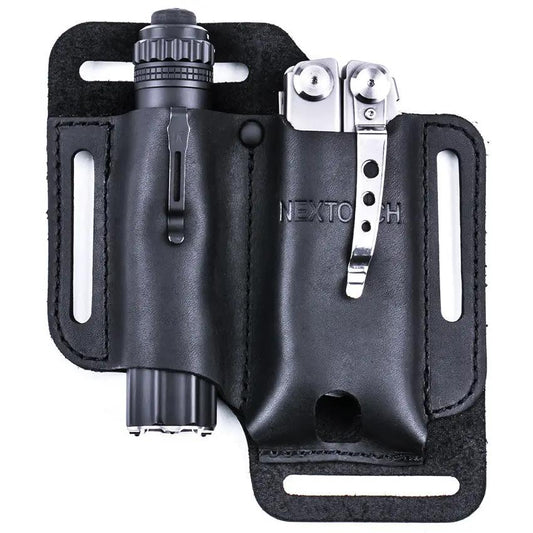 Nextorch V40 Multi Tool Sheath Leather Holster For Flashlight And Folded Tools Durable Black Outdoor Enthusiasts by Nextorch