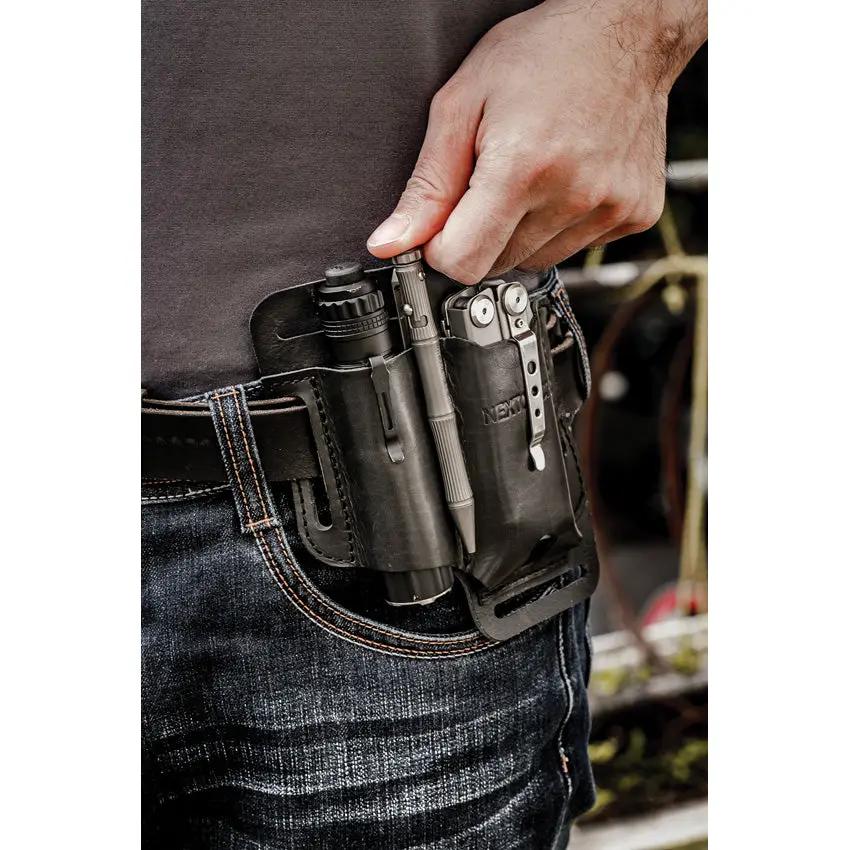 Nextorch V40 Multi Tool Sheath Leather Holster For Flashlight And Folded Tools Durable Black Outdoor Enthusiasts by Nextorch