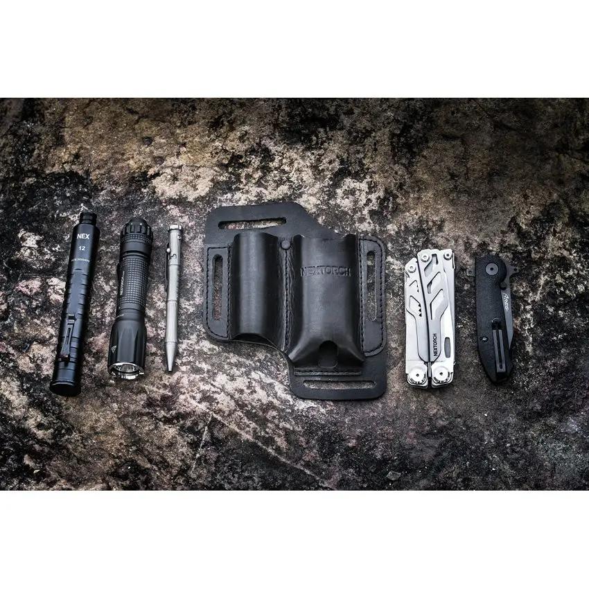 Nextorch V40 Multi Tool Sheath Leather Holster For Flashlight And Folded Tools Durable Black Outdoor Enthusiasts by Nextorch