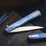 Ocaso Solstice Linerlock Satin 10DBS - S35VN Blade, Titanium Handle, Extended Tang by Ocaso