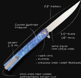 Ocaso Solstice Linerlock Satin 10DBS - S35VN Blade, Titanium Handle, Extended Tang by Ocaso