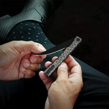 Ocaso Solstice Linerlock Scroll 10ESB - S35VN Black PVD Coated Blade, Black Titanium Handle by Ocaso
