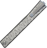Ocaso Solstice Linerlock Scroll 10ESS - Extended Tang S35VN Satin Blade With Gray Titanium Handle by Ocaso