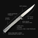 Ocaso Solstice Linerlock Scroll 10ESS - Extended Tang S35VN Satin Blade With Gray Titanium Handle by Ocaso