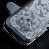 Ocaso Solstice Linerlock Scroll 10ESS - Extended Tang S35VN Satin Blade With Gray Titanium Handle by Ocaso