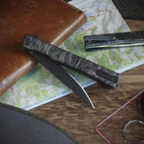 Ocaso Solstice Linerlock PVD Topo 10ETB - Black S35VN Blade, Engraved Topo Pattern Handle by Ocaso