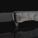 Ocaso Solstice Linerlock PVD Topo 10ETB - Black S35VN Blade, Engraved Topo Pattern Handle by Ocaso