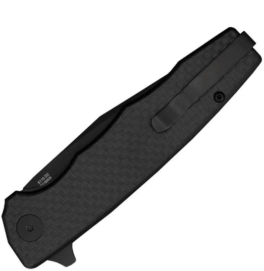 Ocaso Strategy Linerlock CF G10 29BCB - 3.5 Inch D2 Blade, Black Oxide Finish, Extended Tang, Pocket Clip by Ocaso