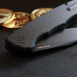 Ocaso Strategy Linerlock CF G10 29BCB - 3.5 Inch D2 Blade, Black Oxide Finish, Extended Tang, Pocket Clip by Ocaso