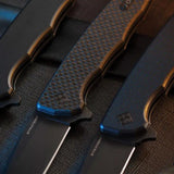 Ocaso Strategy Linerlock CF G10 29BCB - 3.5 Inch D2 Blade, Black Oxide Finish, Extended Tang, Pocket Clip by Ocaso