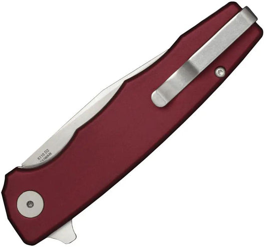 Ocaso Strategy Linerlock Red Satin 29RDS - D2 Tool Steel Clip Point Blade Red Aluminum Handle by Ocaso