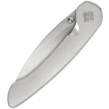 Ocaso Seaton Large Linerlock - Satin AUS-10A Blade, Silver Stainless Handle, Thumb Stud by Ocaso