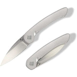 Ocaso Seaton Large Linerlock - Satin AUS-10A Blade, Silver Stainless Handle, Thumb Stud by Ocaso